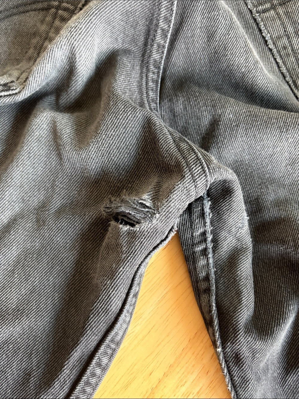 Levi's Black Distressed Jeans w/ Creation of Adam Knee Patch Art | 34x28 - Picture 8 of 11